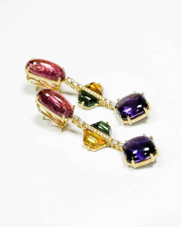 Goldplated Crystal Flower Leverback Earrings